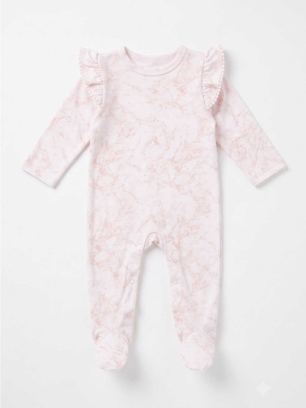 Badgley Mischka Luxury Baby Girls Footed Sleeper / Romper - Pink Marble 0-3M - Picture 1 of 6